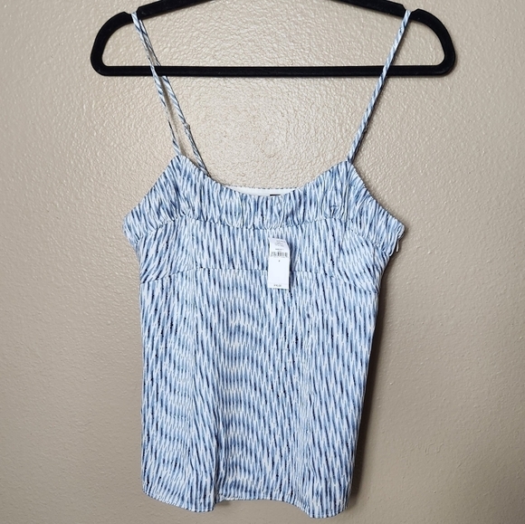 Banana Republic White/Black/Blue Abstract Shirred Camisole-Size 4 (NWT) - Picture 1 of 9